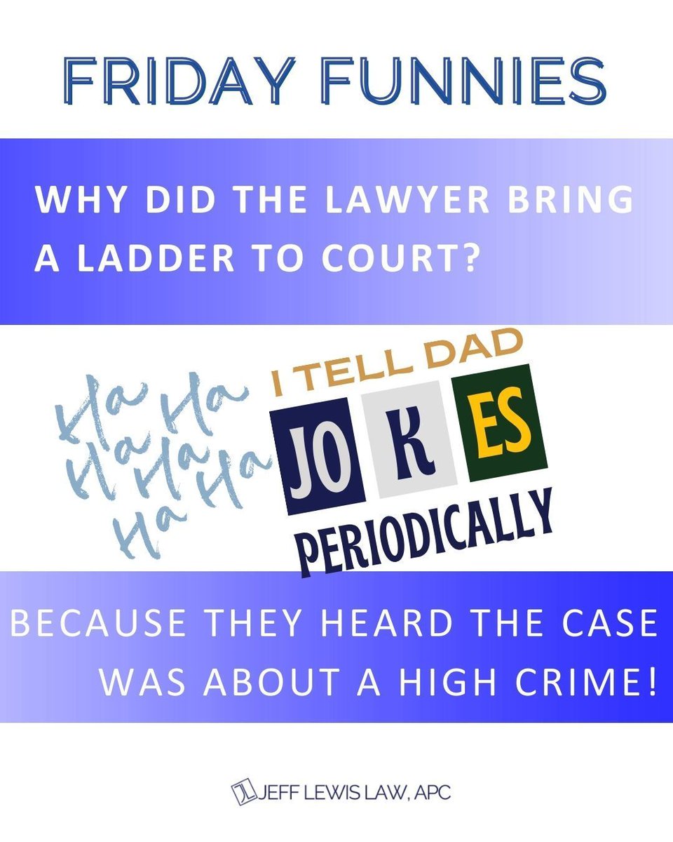 Q: Why did the lawyer bring a ladder to court? 

A: Because they heard the case was about a high crime!

#ProfessionalHumor #OfficeLaughs #JokeOfTheDay #LawyerHumor #LegalJokes