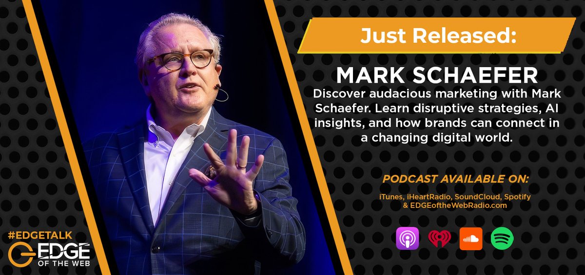 EDGE of the Web (@edgewebradio) on Twitter photo Discover audacious marketing with Mark Schaefer (<a href="/markwschaefer/">Mark Schaefer</a>). Learn disruptive strategies, AI insights, and how brands can connect in a changing digital world.
bit.ly/40qSgMq Discover audacious marketing with Mark Schaefer (<a href="/markwschaefer/">Mark Schaefer</a>). Learn disruptive strategies, AI insights, and how brands can connect in a changing digital world.
bit.ly/40qSgMq