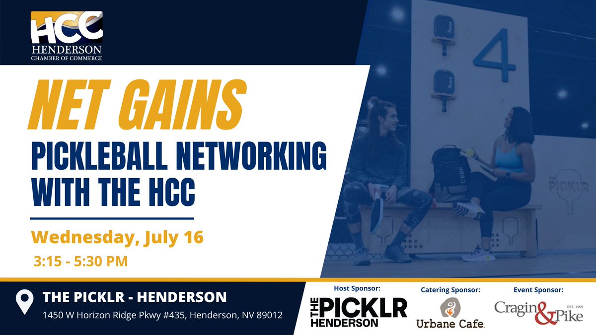 Game on! 🎾 Join HCC at The Picklr for Net Gains, a networking event where you can learn, play, and connect with business pros across the community.

📅 Don’t miss the fun: pulse.ly/0ziengj0ld