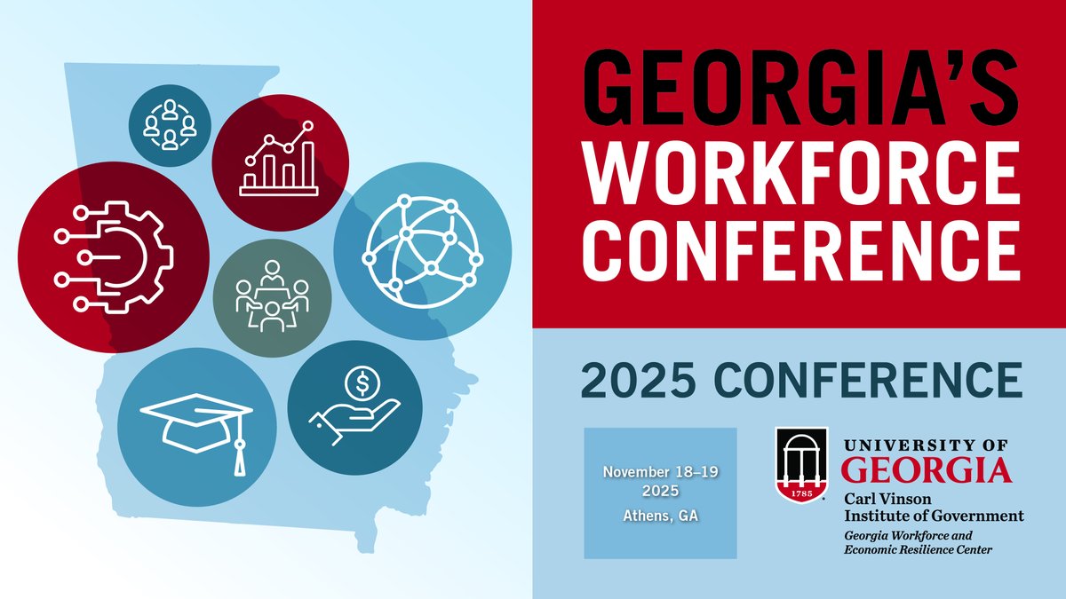 UGA Vinson Institute (@cviog_uga) on Twitter photo Early-bird registration is now available for Georgia's Workforce Conference!
Join us November 18-19 in Athens to learn about strategies & programs Georgia companies, communities & organizations are using to build long-term workforce pipelines.
 tinyurl.com/mvt8ujcc Early-bird registration is now available for Georgia's Workforce Conference!
Join us November 18-19 in Athens to learn about strategies & programs Georgia companies, communities & organizations are using to build long-term workforce pipelines.
 tinyurl.com/mvt8ujcc