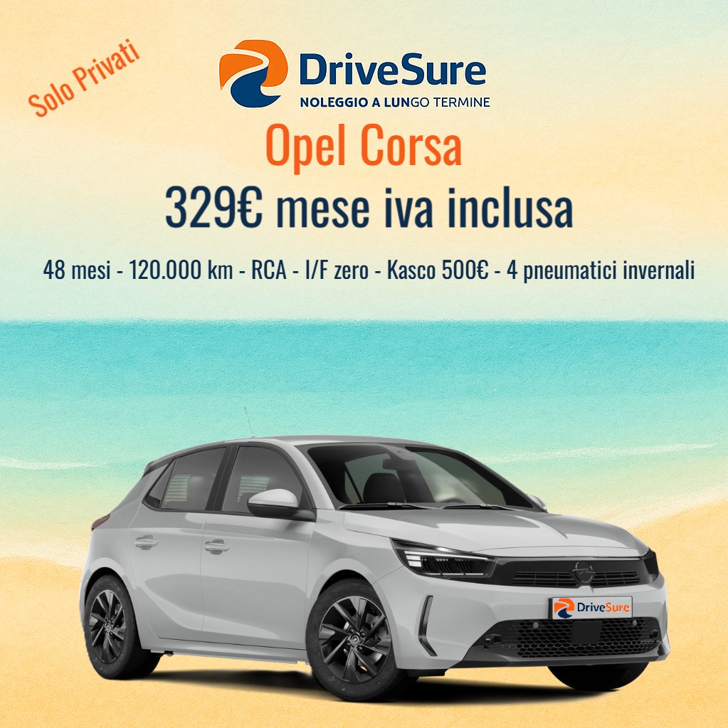 DriveSure2025's tweet image. 🏖️ OFFERTA LUGLIO – SOLO PRIVATI 🏖️
4 top noleggi 48 mesi @DriveSure:
• Fiat 600 409€
• Peugeot 2008 440€
• Toyota C-HR 499€
• Opel Corsa 329€
Scopri tutte le 15 offerte 👉 link in bio
📲 WhatsApp +39 379 261 8134
#DriveSure #NoleggioLungoTermine