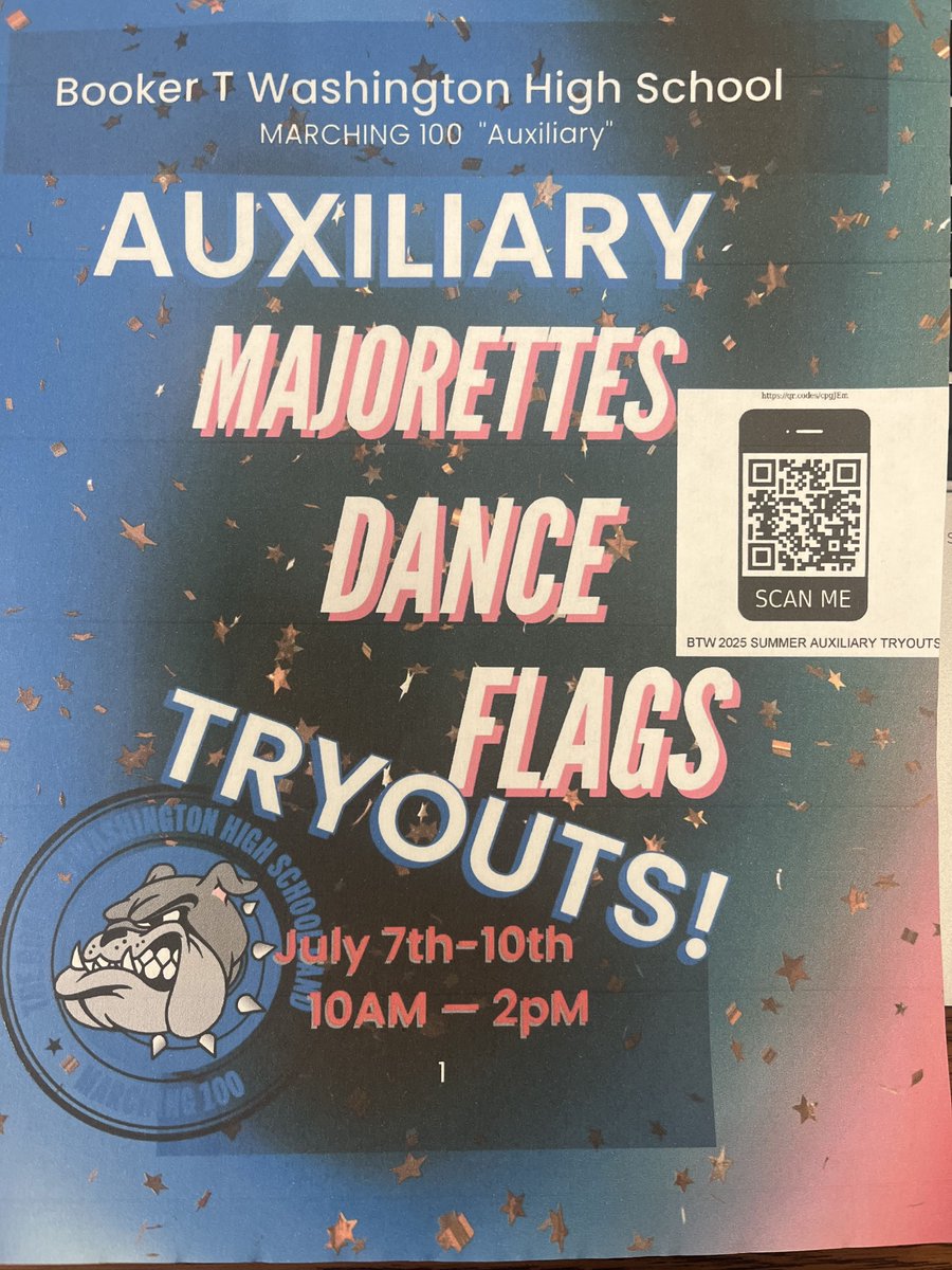Ready to shine with the BTW Marching 100 Auxiliary Team? 🌟
Join our Flags, Majorettes, and Dance Tryouts!
🗓️ July 7–10 | ⏰ 10 AM – 2 PM
Bring your passion, talent, and energy — see you there! 💃🎶🚩