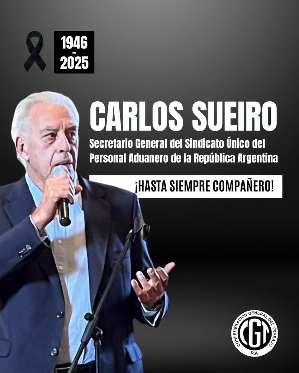 cgtoficialok's tweet image. 👉🏼 Despedimos a Carlos Sueiro, Secretario General del @SindicatoSupara
🤍 ¡Hasta siempre compañero!