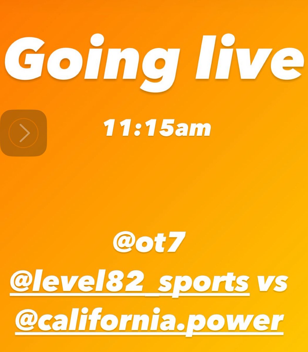 GOING LIVE ON MY INSTAGRAM 

OT7 

11:15am Level82 vs Cali Power

SHARE!!!

<a href="/overtime/">Overtime</a> 

instagram.com/eliascodycoke?…