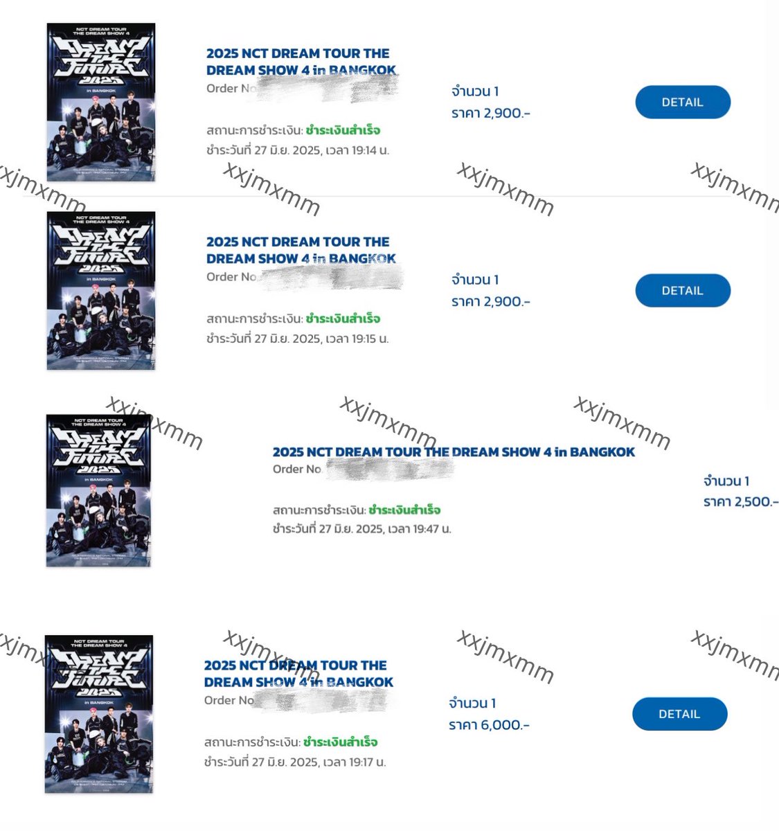 xxjmxmm's tweet photo. 2025 NCT DREAM TOUR <THE DREAM SHOW 4 : DREAM THE FUTURE> in BANGKOK

รีวิวกดบัตร 
♡ E3I 1 ใบ 
♡ E3M 1 ใบ 
♡ E1Q row A 1 ใบ
♡ E3N 1 ใบ
#jheartreview https://t.co/z2VIrFXhwu