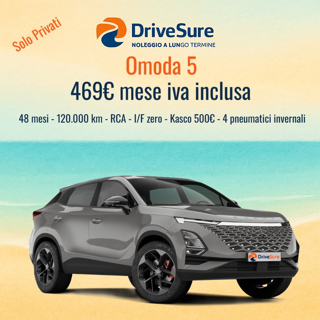 DriveSure2025's tweet image. 🏖️ OFFERTA LUGLIO – SOLO PRIVATI 🏖️
4 noleggi 48 mesi @DriveSure:
• MG ZS Hybrid+ 415€
• Omoda 5 469€
• Kia Picanto 315€
• Nissan Qashqai 459€
Scopri tutte le 15 offerte 👉 link in bio
📲 WhatsApp +39 379 261 8134
#DriveSure #NoleggioLungoTermine