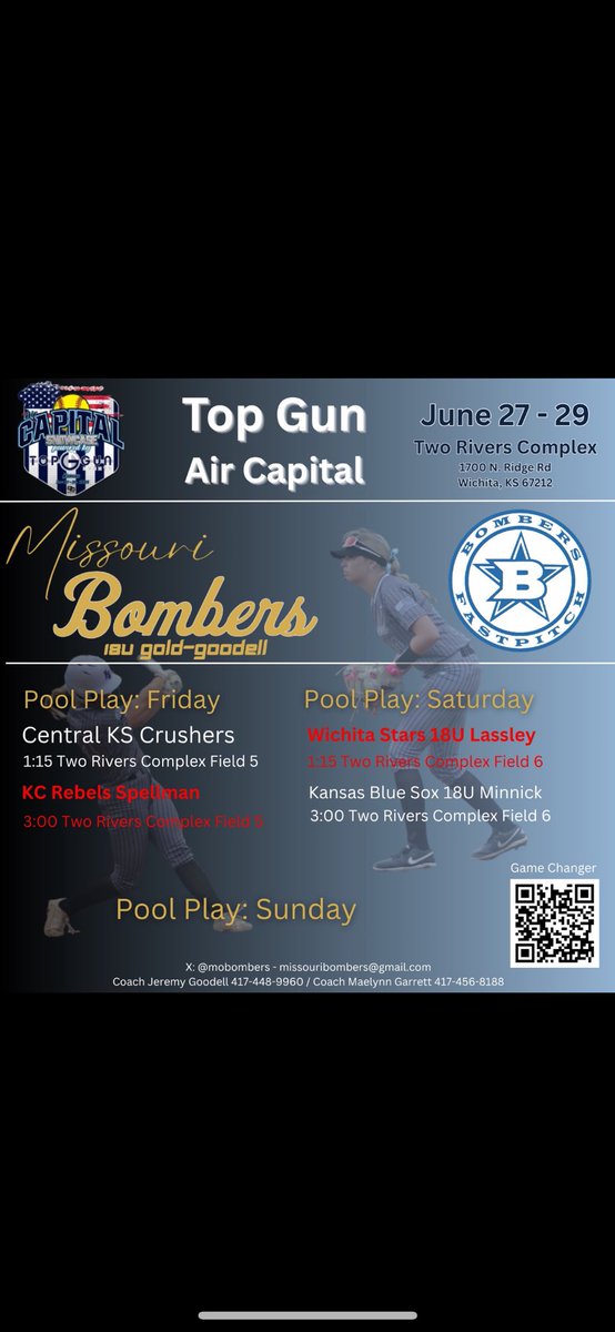 This weekend we are in Wichita Kansas! So happy to see how far we will go in this tournament! <a href="/CoachJoshBarnes/">Josh Barnes</a> <a href="/Gorilla_SFB/">Pitt State Softball 🥎</a> <a href="/UWFSoftball/">UWF Softball</a> <a href="/UTampaSoftball/">Tampa Softball</a> <a href="/kcroossb/">Kansas City Softball</a> <a href="/MizzouSoftball/">Mizzou Softball</a> <a href="/CCRoughridersSB/">Crowder College Softball</a> <a href="/PurdueSoftball/">Purdue Softball</a> <a href="/mobombers/">Missouri Bombers 18u Gold-Goodell</a>