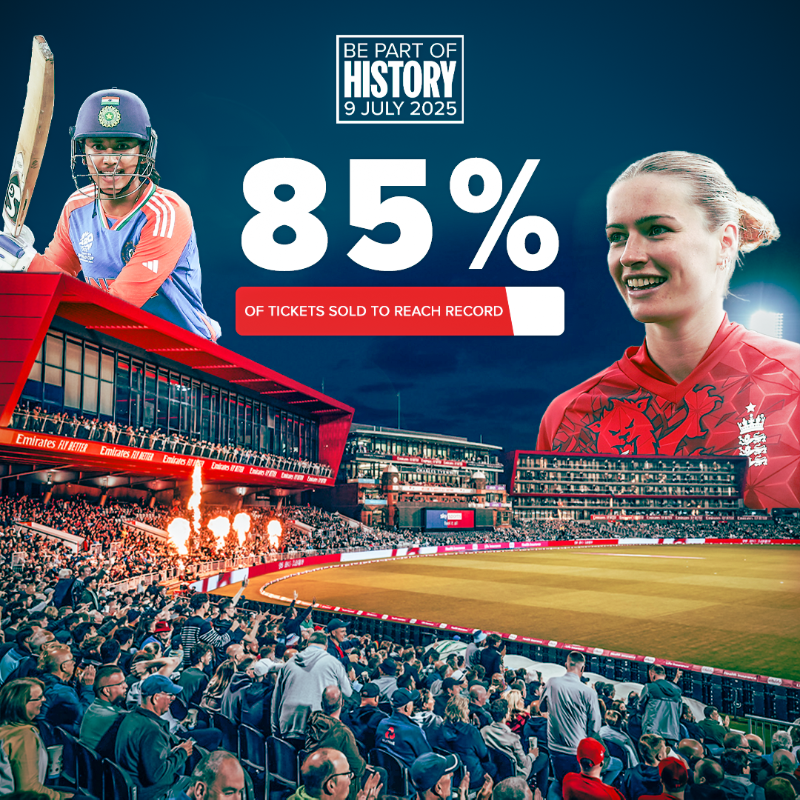 EmiratesOT's tweet photo. Tickets selling fast! 🔥📈

@EmiratesOT is all set to host England Women v India women on Wednesday 9 July and aiming to set a new record for the highest women's International crowd in the North which is currently 9️⃣,1️⃣4️⃣6️⃣

Get your tickets now and #BePartOfHistory! 🎟👇