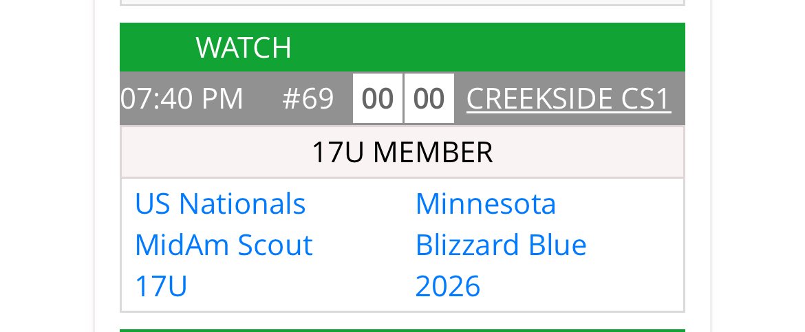 Schedule change due to weather i am now at Creekside 1 at 740 PM for Blizzard Blue