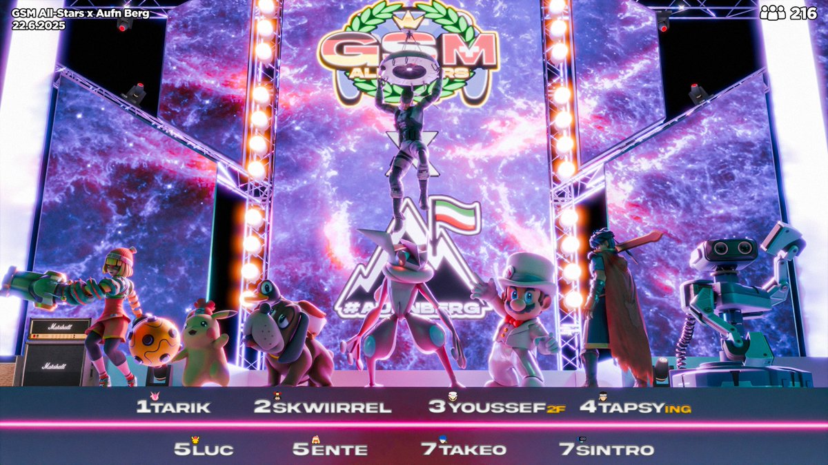 Danke an @Fjedn für die Banger Top 8 Grafik zum Event "GSM All-Stars x Aufn Berg!"  

War ein super Event zum hosten (auch wenns 30+ Grad war). Hoffe euch hats ebenfalls Spaß gemacht mitzumachen!  Congrats nochmal an <a href="/TarikDee/">Tarik</a> für den überraschenden Win (er hat 1 Game veloren)