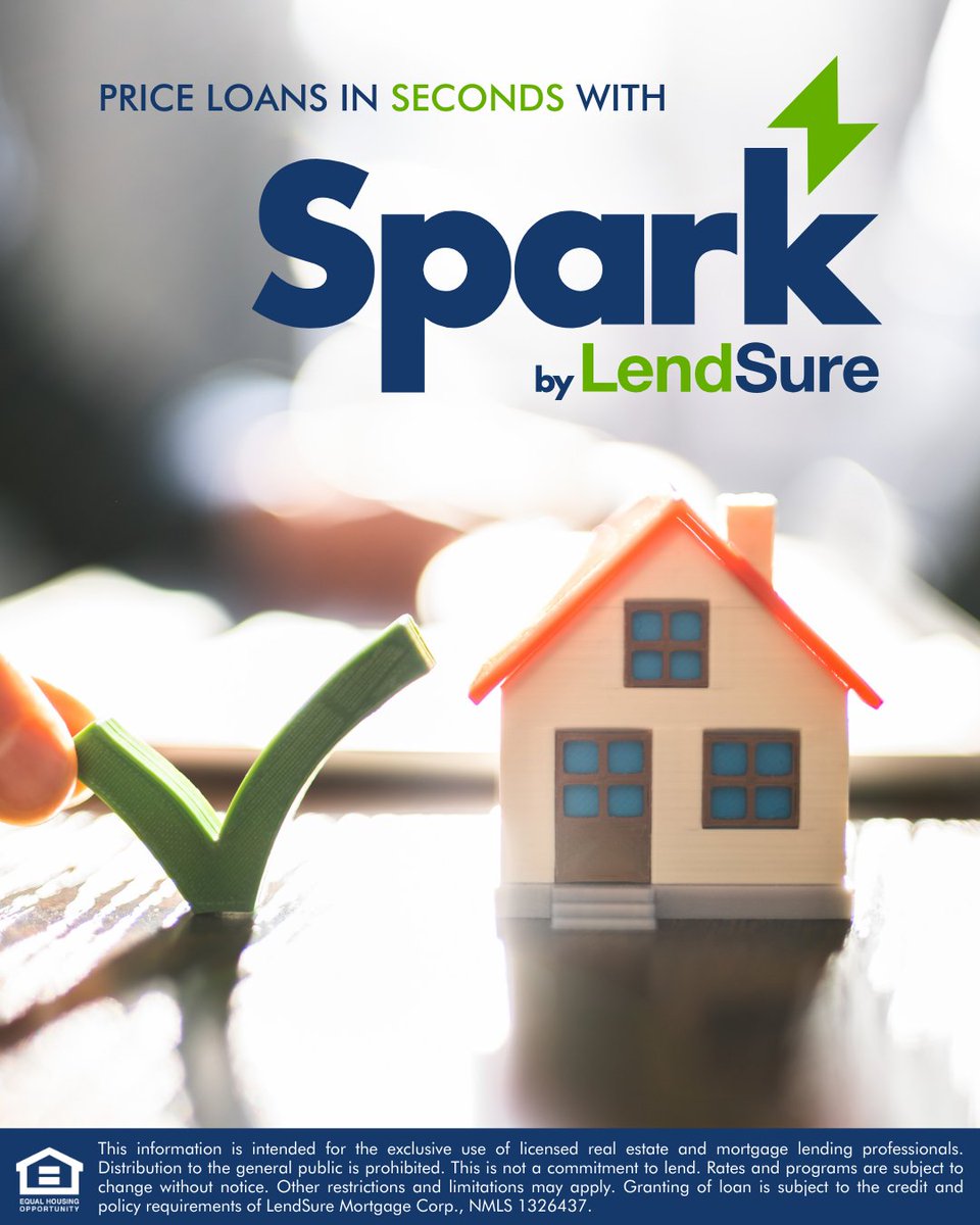 lendsure's tweet image. Spark speeds up the loan pricing process so your clients can beat the competition. Ready to get started? 👉 lendsure.com/spark/  

#LoanPricing #CompetitiveEdge #LoanSolutions