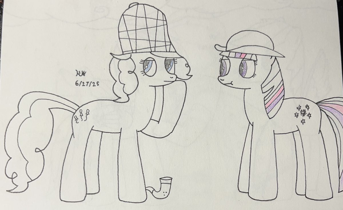 KevinHz19's tweet photo. Day 25: Draw a pony on the job/Draw a pony who is the breadwinner
Detective Sher...I mean Pinkie Pie, and Wats...Twilight on the case, to solve the mystery of who bitten the MMMM cake. Pinkie Pie is focused on the job to solve this case.🔎
#NATG #NATGDay25 #mlp #mylittlepony https://t.co/w1hKaB9XSP