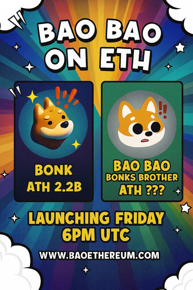 SHIB WOOF! (@shibinfo) on Twitter photo 2 hours until $BAO launches on Ethereum.
$BONK ‘s little brother. Bonk 2.2B mc, What will his little brother do !!!
<a href="/BaoEthereum/">BaoBao Ethereum</a>
Telegram community: t.me/BaoEthereum 2 hours until $BAO launches on Ethereum.
$BONK ‘s little brother. Bonk 2.2B mc, What will his little brother do !!!
<a href="/BaoEthereum/">BaoBao Ethereum</a>
Telegram community: t.me/BaoEthereum