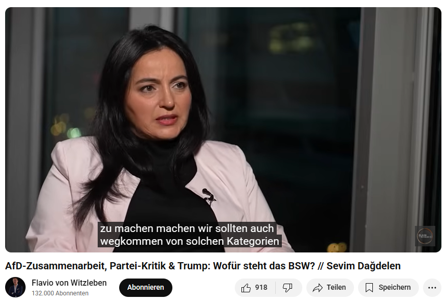 Sevim Dagdelen, außenpolitische Sprecherin des BSW, möchte Putin auf Nachfrage ausdrücklich nicht als einen Verbrecher bezeichnen. Man sollte „wegkommen von solchen Kategorien“; diese würden nicht „helfen“.
