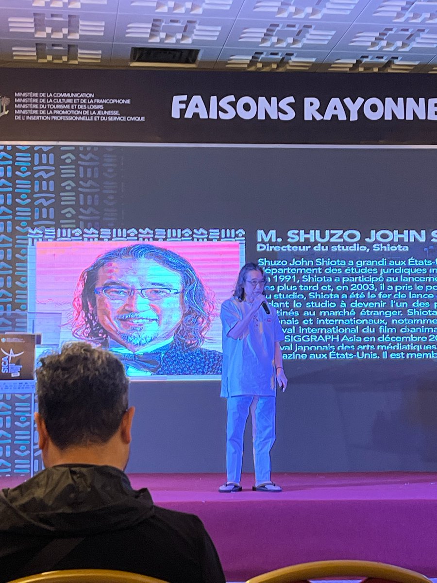 AmbJaponCITGNE's tweet photo. Le 26 juin, SEM GOMAKUBO était présent à la cérémonie d'ouverture🎊du #SICA avec deux éminents speakers japonais dont #ShiodaShuzo, CEO de #PolygonPictures et #HaradaKatsuhiko Directeur exécutif des jeux vidéo Bandai Namco🎙️🎞️🎮
@JetroAbidjan #Tekken #JETROticad9 ＃コンテンツ産業 https://t.co/VnC0Ew6Tg6