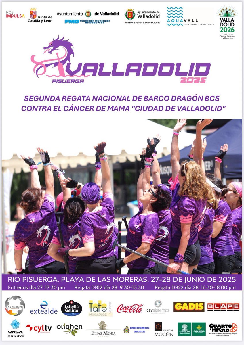 Los concejales socialistas <a href="/RRViosca/">Rafi Romero Viosca</a>  y <a href="/velezpsoe/">Luis Vélez</a> acompañan hoy la II Regata Nacional de Barco Dragón BCS contra el cáncer de mama “Ciudad de Valladolid” en el río Pisuerga. Un evento deportivo y solidario por la vida y la lucha de tantas mujeres. 💪🚣‍♀️ #ValladolidBCS2025