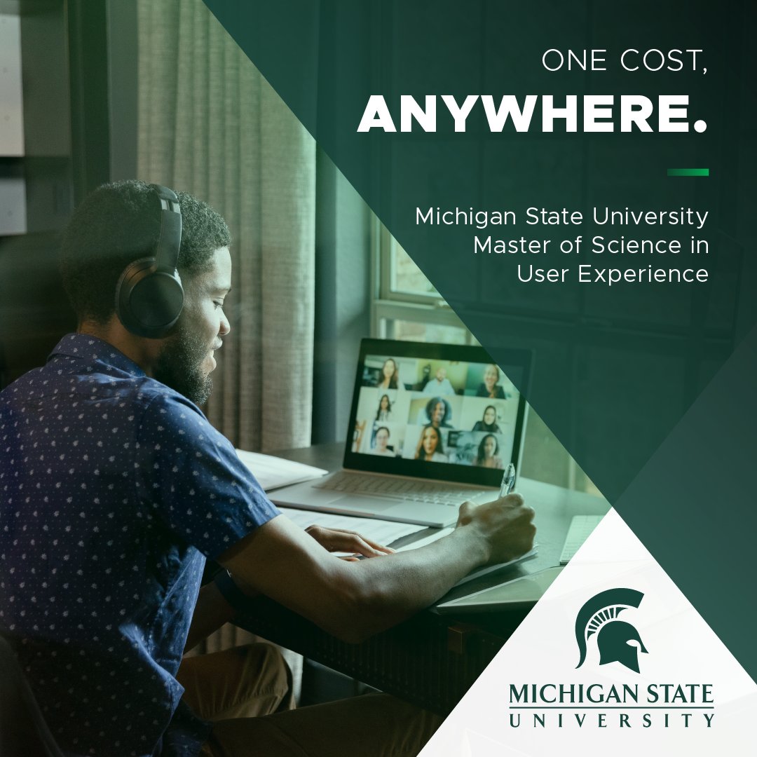 MSUComArtSci's tweet image. One Network, One Tuition for MSU’s UXMS Program. No inflated tuition here. One rate, one exceptional education, 100% online.