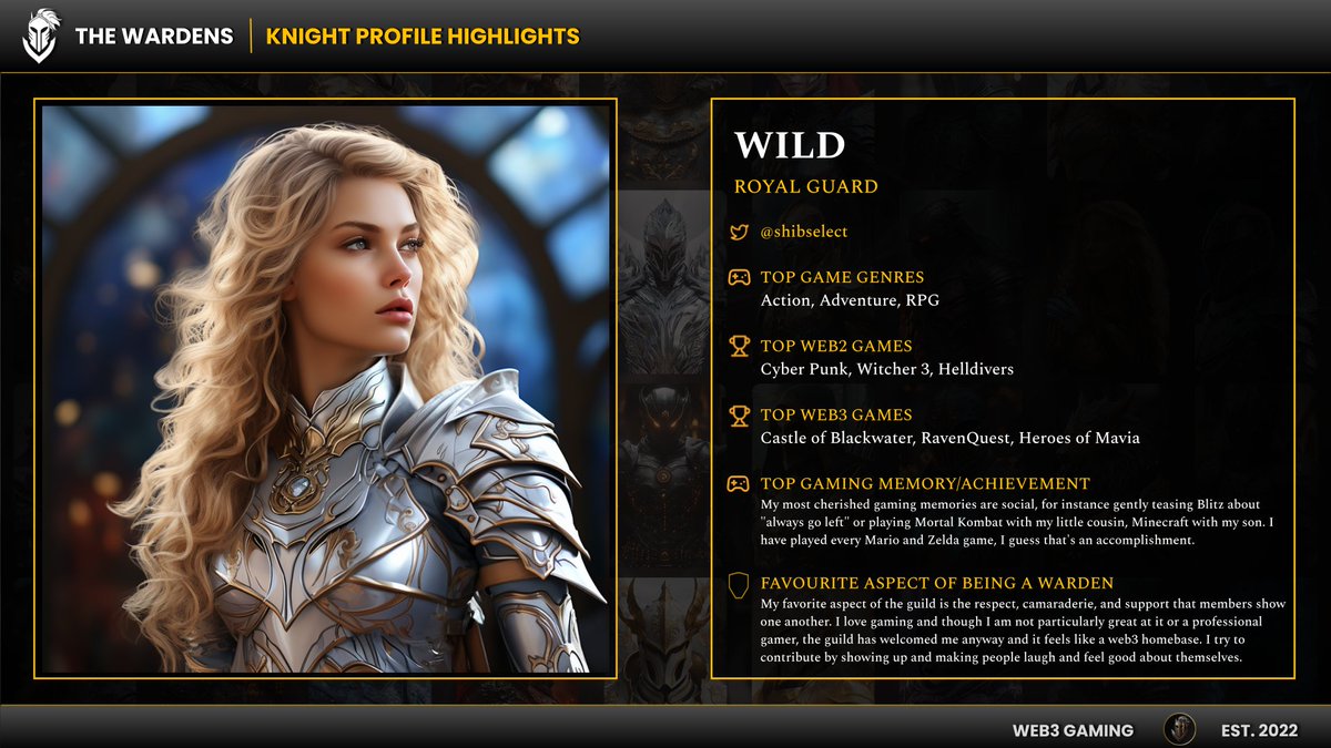 The Wardens (@thewardensgc) on Twitter photo Meet our Knights - Ep. 7 ⚔️
Introducing the heart and soul of our parties, Royal Guard <a href="/shibselect/">WetNWildWarden 🎧🏴☠️❤️</a>! She truly lives up to her name - WILD!
🎮 Top Web2 Games: Cyberpunk, Witcher 3, Helldivers
🏆Top Web3 Games: <a href="/Blackwater_Town/">Castle Of Blackwater</a>, <a href="/RavenQuestGame/">RavenQuest</a>, <a href="/MaviaGame/">Heroes of Mavia</a> Meet our Knights - Ep. 7 ⚔️
Introducing the heart and soul of our parties, Royal Guard <a href="/shibselect/">WetNWildWarden 🎧🏴☠️❤️</a>! She truly lives up to her name - WILD!
🎮 Top Web2 Games: Cyberpunk, Witcher 3, Helldivers
🏆Top Web3 Games: <a href="/Blackwater_Town/">Castle Of Blackwater</a>, <a href="/RavenQuestGame/">RavenQuest</a>, <a href="/MaviaGame/">Heroes of Mavia</a>