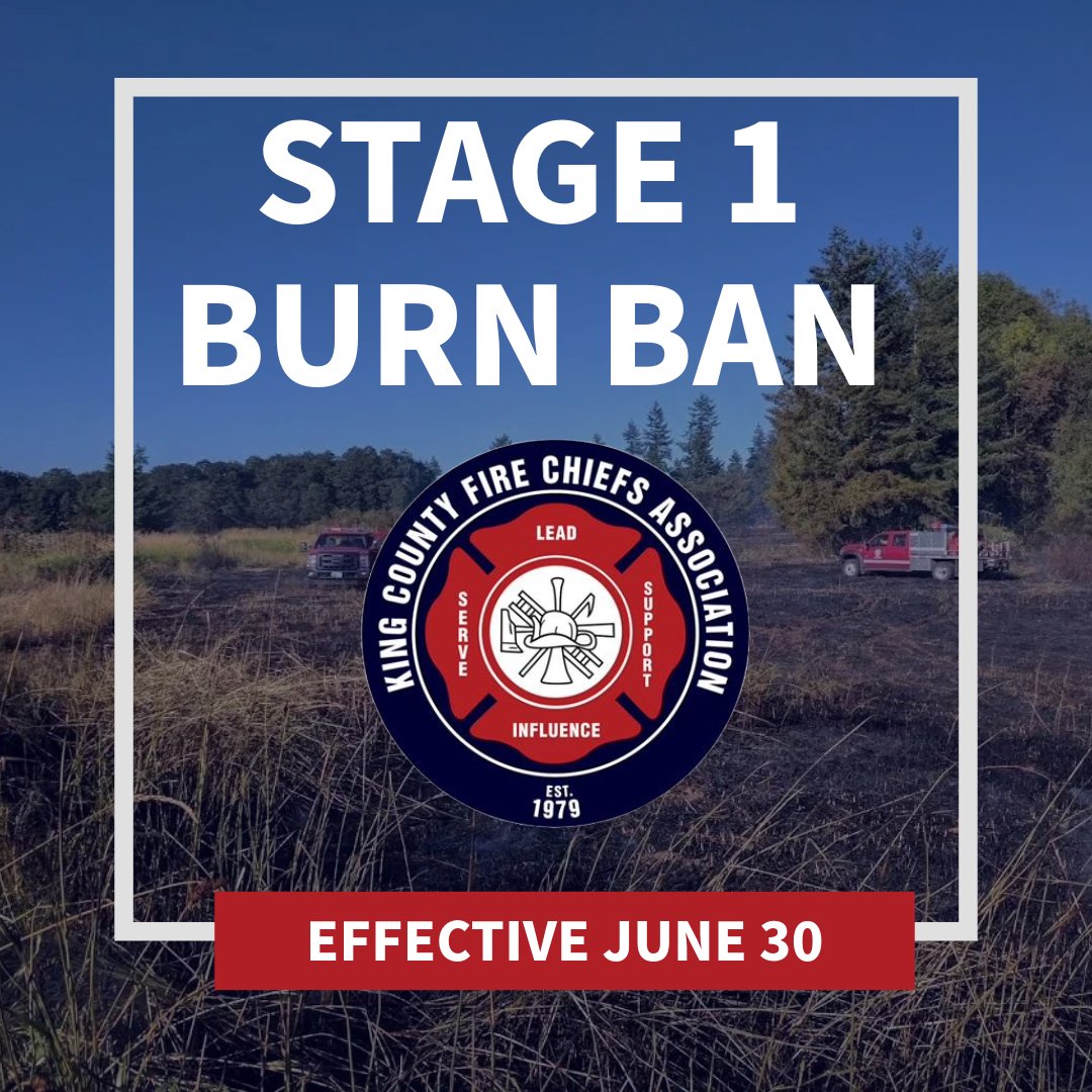 Stage 1 Burn Ban in Effect for King County – Effective June 30, 2025

Not Allowed:

Yard debris burning
Land clearing burns
Allowed (with precautions):

Recreational fires in approved fire pits
Barbecues – gas, wood, or charcoal
For full details and safety guidelines, please