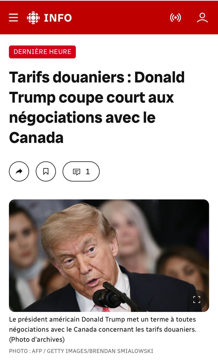PierrePaulHus's tweet image. Depuis que Mark Carney est Premier ministre du Canada, nous n’avons eu aucune concession de Washington au sujet des tarifs et pire, Trump vient de couper la ligne de communication.
ici.radio-canada.ca/nouvelle/21760…?