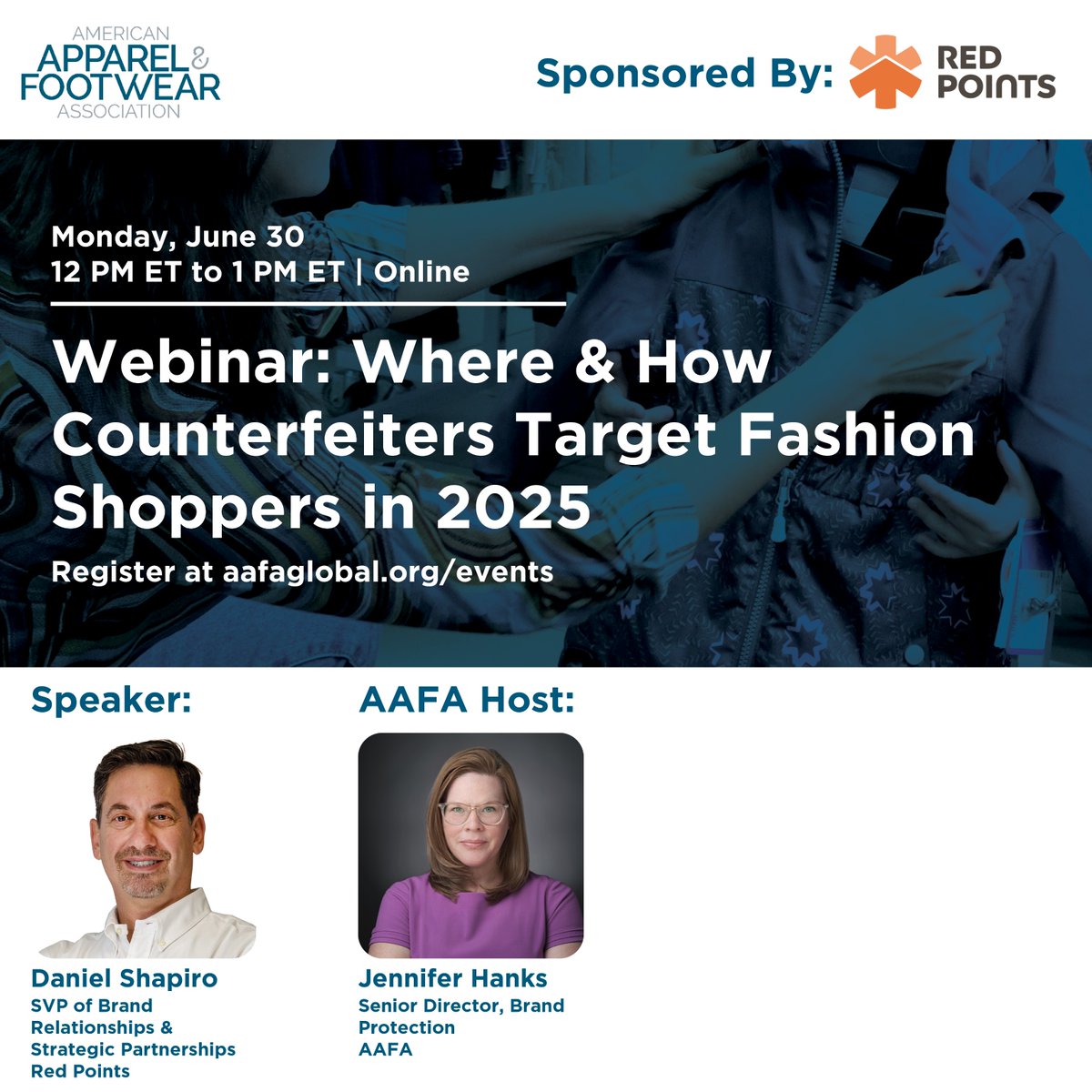 apparelfootwear's tweet image. Monday, join AAFA &amp;amp; @redpoints to explore impacts of fake fashion purchases and what drives trust in fake fashion listings. Register: bit.ly/4jkKQBf #FightFakes #SocialCommerce #Ecommerce #IP #CurbingCounterfeits