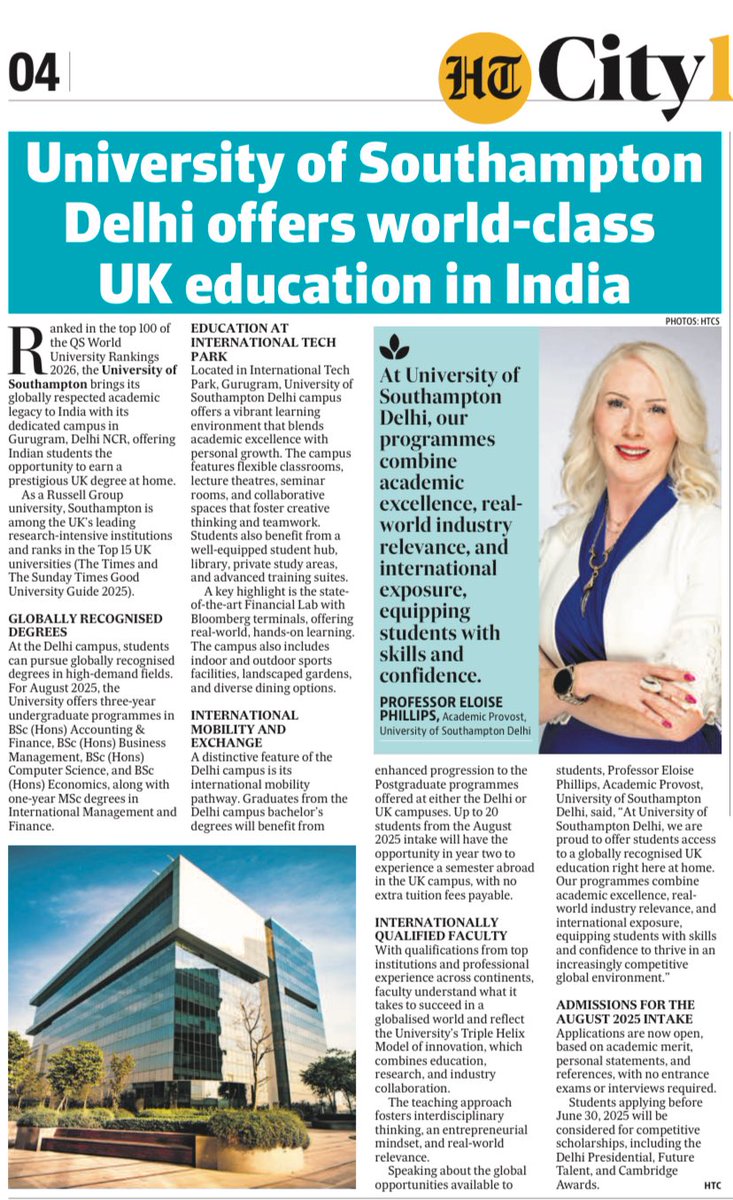 nitin_toi's tweet photo. @unisouthampton 🌍 Study world-class UK programs right here in India!
University of Southampton Delhi offers globally recognised degrees, top-tier faculty, &amp; international exposure from its campus in Gurugram.
🎓 Admissions for Aug 2025 now open!

#StudyInIndia #UKEducation https://t.co/TzxaupicqD