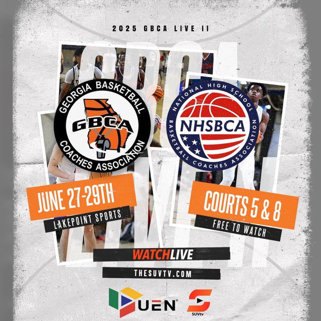 SUVtv (@suvtv) on Twitter photo 🚨The GBCA Live SE Regional tips off at 12pm ET…
Tune into Court 5 & Court 8 for free live streams
📺theSUVtv.com
<a href="/GAcoaches/">GBCA</a> <a href="/NHSBCA/">NHSBCA</a> <a href="/WheelerHoops/">Wheeler HS (GA)</a> <a href="/EastHallHoops/">EHallVikingbasketball</a> <a href="/VHS_Hoops/">VHS Boys Basketball</a> <a href="/McEachernBoysBB/">McEachern Boys Basketball</a> <a href="/HHSPantherHoops/">Huntsville Basketball</a> <a href="/RivieraPrepMBB/">Riviera Prep Mens Basketball</a> <a href="/milton_hoops/">Milton Eagles Basketball</a> <a href="/NorcrossHoops/">Jesse McMillan</a> 🚨The GBCA Live SE Regional tips off at 12pm ET…
Tune into Court 5 & Court 8 for free live streams
📺theSUVtv.com
<a href="/GAcoaches/">GBCA</a> <a href="/NHSBCA/">NHSBCA</a> <a href="/WheelerHoops/">Wheeler HS (GA)</a> <a href="/EastHallHoops/">EHallVikingbasketball</a> <a href="/VHS_Hoops/">VHS Boys Basketball</a> <a href="/McEachernBoysBB/">McEachern Boys Basketball</a> <a href="/HHSPantherHoops/">Huntsville Basketball</a> <a href="/RivieraPrepMBB/">Riviera Prep Mens Basketball</a> <a href="/milton_hoops/">Milton Eagles Basketball</a> <a href="/NorcrossHoops/">Jesse McMillan</a>