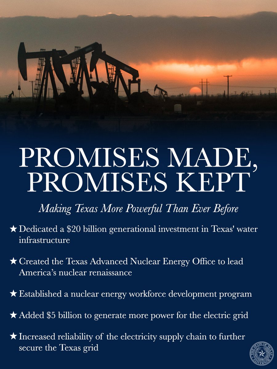 Governor Abbott Press Office (@govabbottpress) on Twitter photo The laws Governor <a href="/GregAbbott_TX/">Greg Abbott</a> signed this legislative session will continue to make Texas MORE POWERFUL!
Texas energy powers the future. The laws Governor <a href="/GregAbbott_TX/">Greg Abbott</a> signed this legislative session will continue to make Texas MORE POWERFUL!
Texas energy powers the future.