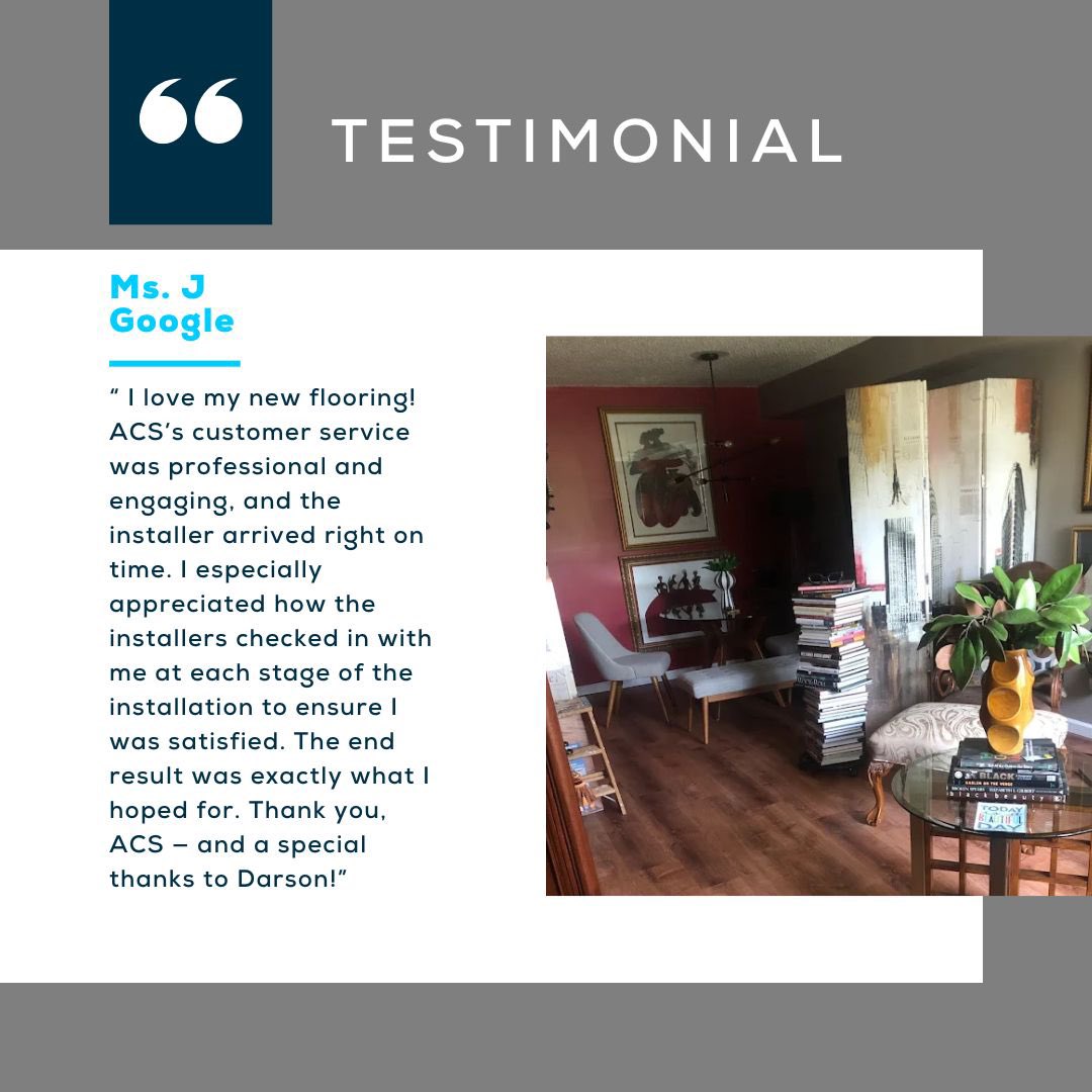 We’re all about great service and flawless results 👏 From timely arrivals to clear communication, our team makes the process smooth from start to finish. #FlooringExperts #HappyCustomer #ACSFlooring