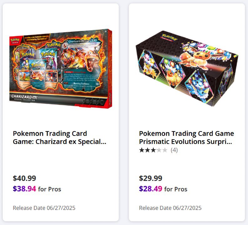 PokemonRestocks's tweet photo. Prismatic Evolutions Surprise Box and Charizard ex Special Collection are In-Store Today at GameStop! 🔥

Let us know if you had any luck!
#Pokemon #PokemonTCG https://t.co/KcDuneuldR