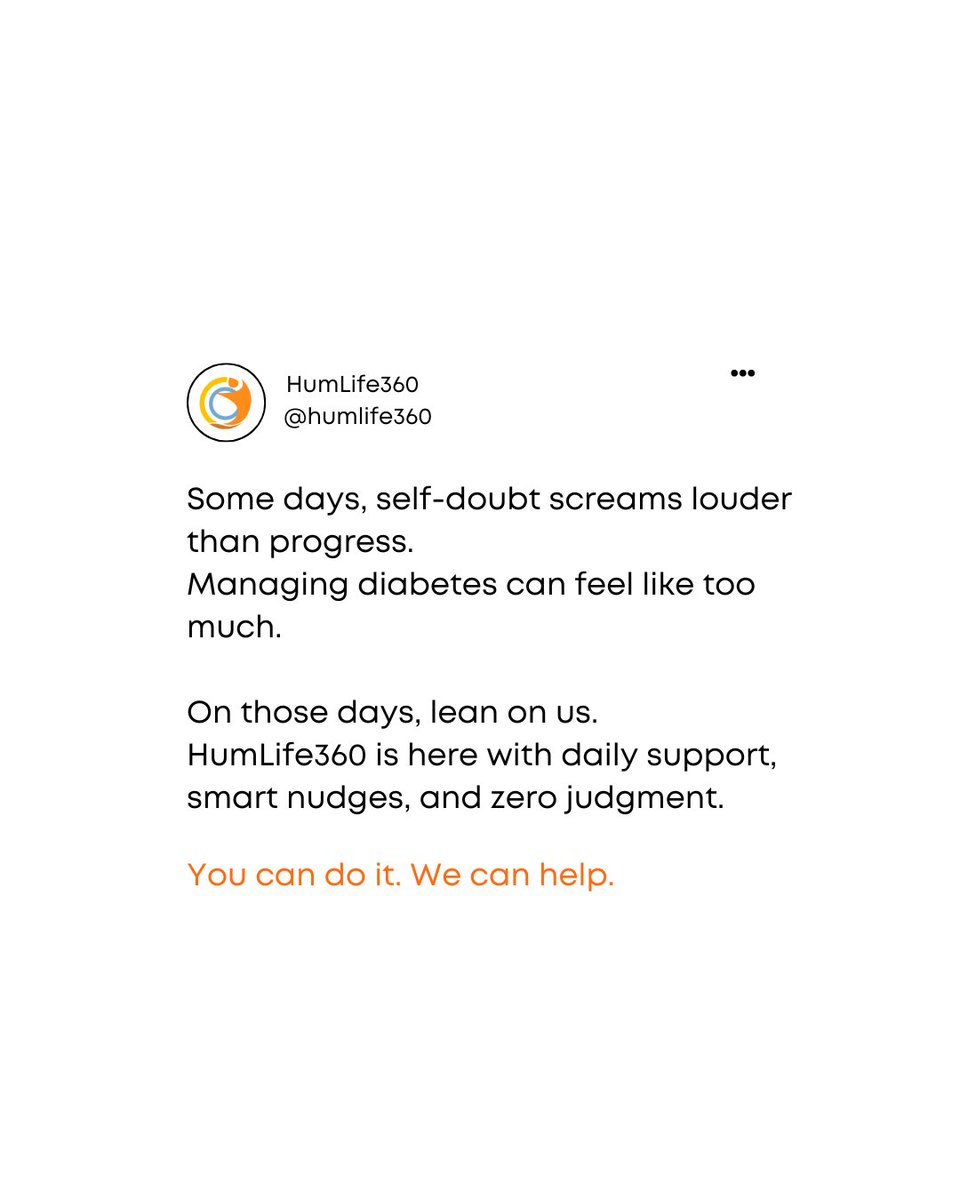 Feeling stuck? Don’t quit. Let us nudge you back on track—today.

Try your first smart nudge - humlife360.com/one-human/

#selfdoubt #diabetes #diabetic #diabetesawareness #type2diabetes #type2 #type2bloodsugar #DiabeticCare #diabeteslife #diabetesmanagement #smartnudge