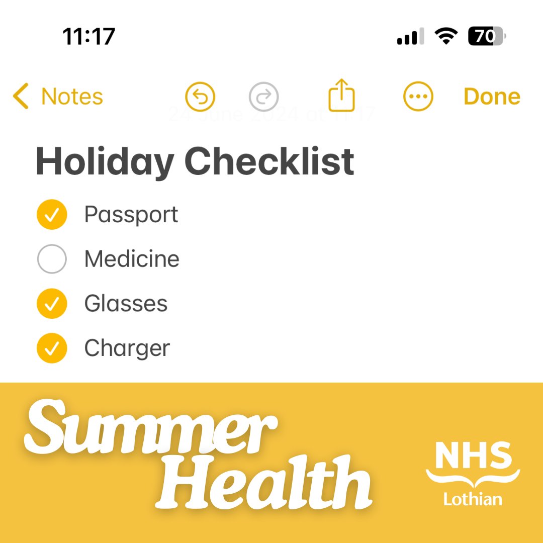 ☀️Heading off on your summer holidays?

If you take regular medication remember to order your prescription in plenty of time⌚

If you run out and your GP practice is closed, use the Accessing Medicines Self-Help Guide on nhsinform.scot.