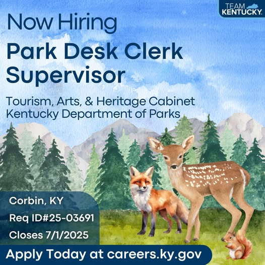 Want to work at Cumberland Falls State Resort Park? Here's your opportunity to join the team at one of Kentucky’s most iconic parks!
Apply today and make #NewKYHome a reality.
careers.ky.gov. #kystateparks
