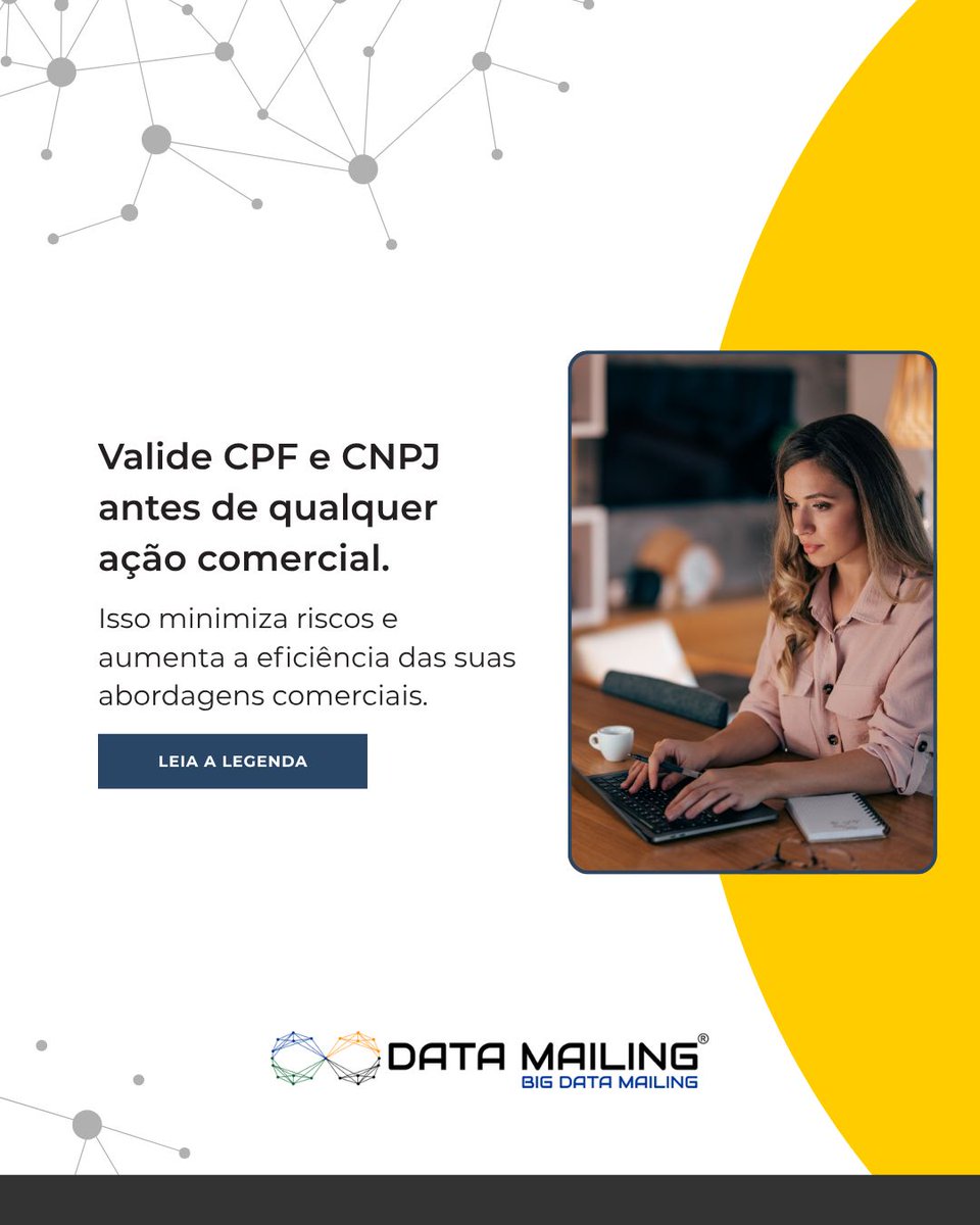 DATA_MAILING's tweet photo. Antes de investir tempo e esforço em uma abordagem comercial, você sabe se o CPF ou CNPJ é válido?

Na Data Mailing, ajudamos você a validar dados de forma rápida e confiável, garantindo que sua equipe comercial atue com segurança e foco.

Fale pelo whatsapp:
(11) 2971-1541 https://t.co/sfdJAK8MbL