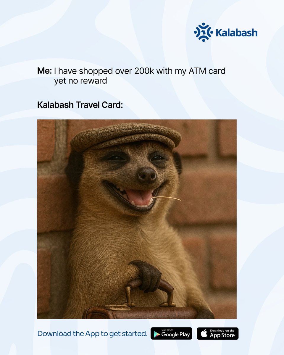 Kalabash54's tweet image. With the Kalabash Travel Card and you enjoy cashback when you shop, connect to 200+ countries in the world with the Kalabash Travel data.
Download the Kalabash App now to explore travel and lifestyle like never before.
#kalabash #meerkat #trending #kalabashApp #explorepage