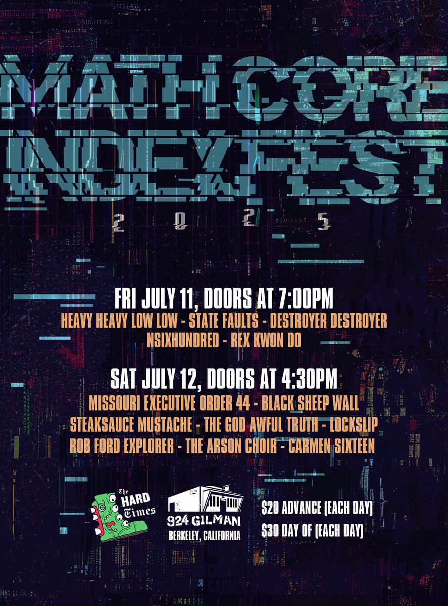 LINEUP UPDATE: unfortunately Duck Duck Goose will no longer be performing on day 1, but we are very pleased to announce that replacing them will be legendary OKC mathcore outfit, Destroyer Destroyer