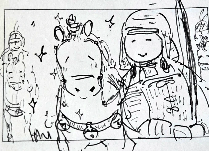 いにしえのお馬さんとあるじ
あるじと一緒におめかししたよ
みんなもキラキラしているよ
どこにお出かけするのかな 