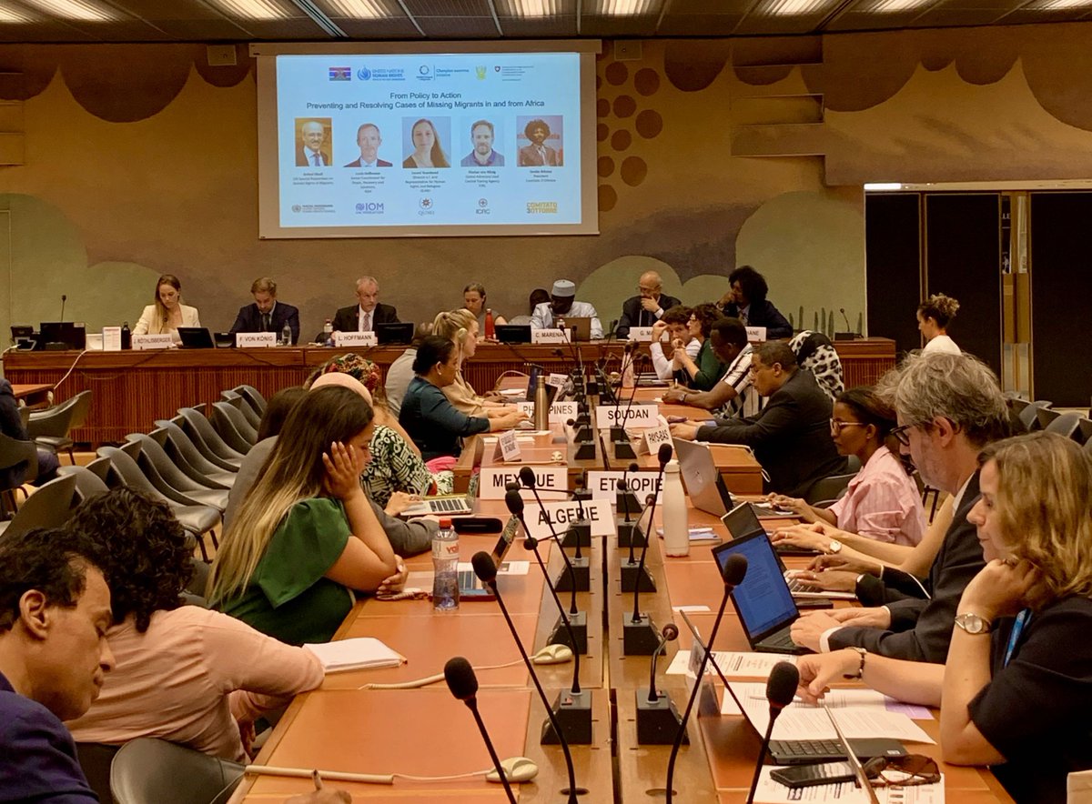 SwissPeaceHR's tweet image. Engaging dialogue at #HRC59 with🇨🇭@SwissPeaceHR, 🇬🇲The Gambia, @UN_SPExperts, @UNmigration, @ICRC, @C3ottobre & @QuakerUNOffice on turning policy into action — upholding #HumanRights, preventing disappearances, and supporting families of #MissingMigrants across and from Africa 🌍