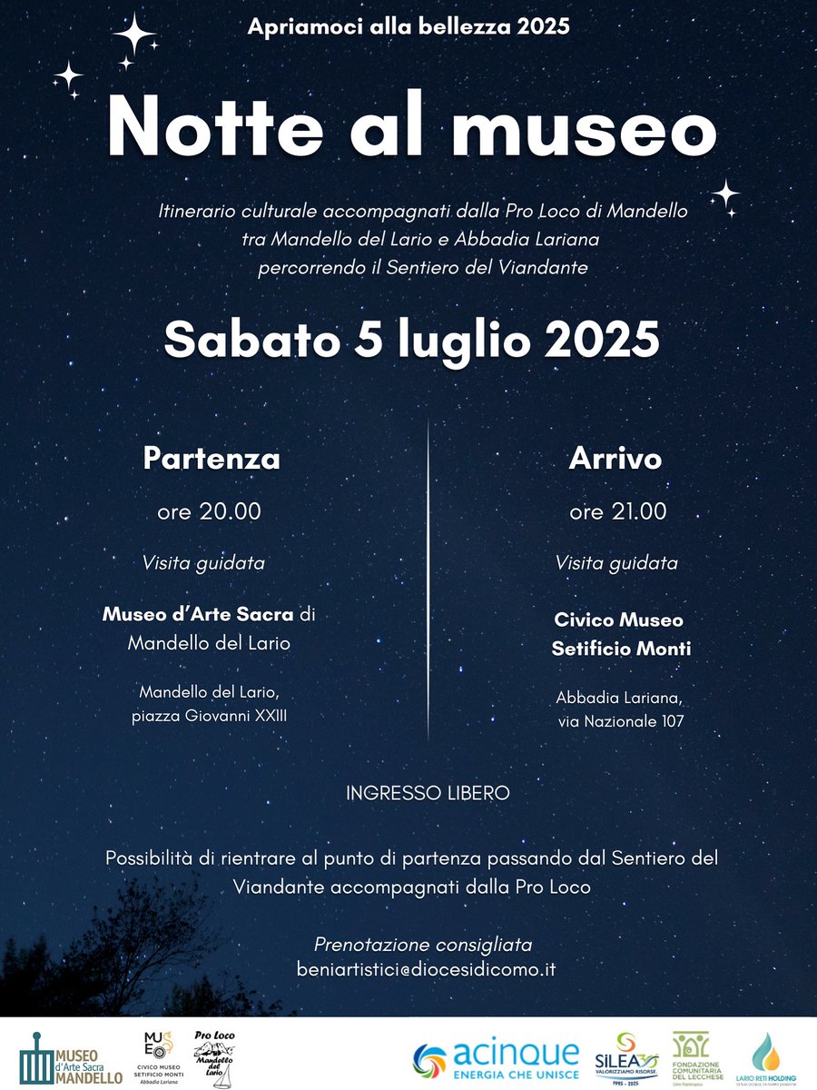 Sabato 5 luglio aspettiamo  i visitatori della #carovanadelviandante, un trekking inclusivo in cui 20 atleti con disabilità si metteranno alla prova sul #sentierodelviandante con i loro accompagnatori e tutti i viandanti che vorranno unirsi al gruppo. 
Alla sera.. #nottealmuseo🤩