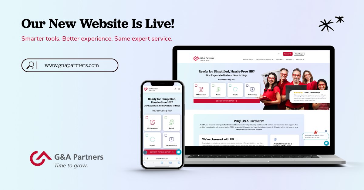 We’ve redesigned our website, and it’s more than just a new look.

The updated site makes it easier to explore the HR, benefits, and payroll solutions that help businesses grow.

Take a look around and let us know what you think: bit.ly/3TKlja5

#GNAPartners #PEO #HR
