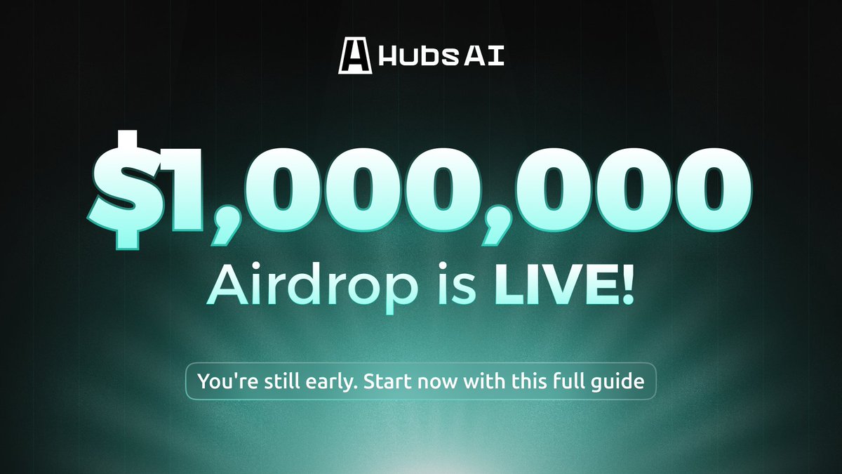 🚨 $1,000,000 AIRDROP ALERT! 🚨

Our Airdrop Portal is now live.

And if you’re reading this, you’re early.
If you wait… you’ll miss your spot.

Here’s the FULL GUIDE on how to start - in less than a minute... 🧵

HubsAI is not just another token launch.

We’re building real