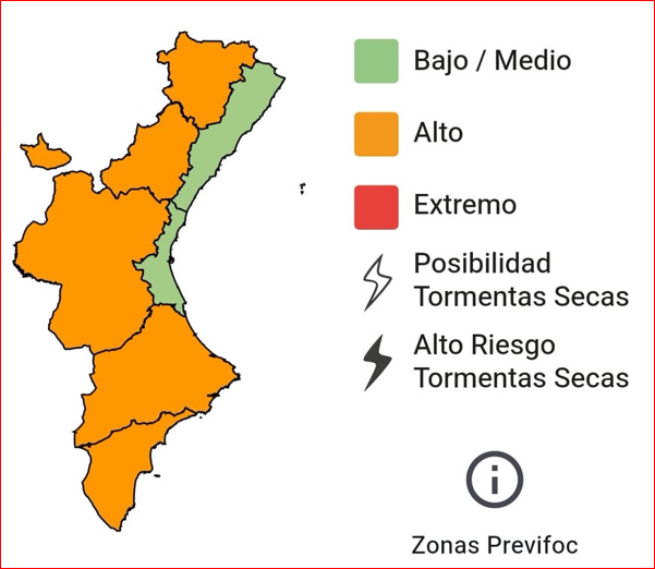 GVA112's tweet photo. 🔥El nivell de preemergència per risc d'incendi forestal per a demà 28/06 és:   

🟠Alt a l'interior de les províncies de Castelló i València, i a tota la província d'Alacant.   

🟢Baix-mitjà a la resta de la Comunitat Valenciana.

⚠️Atenció, si veus foc o fum a la muntanya, telefona ràpidament a l'112.

#Stopalfoc