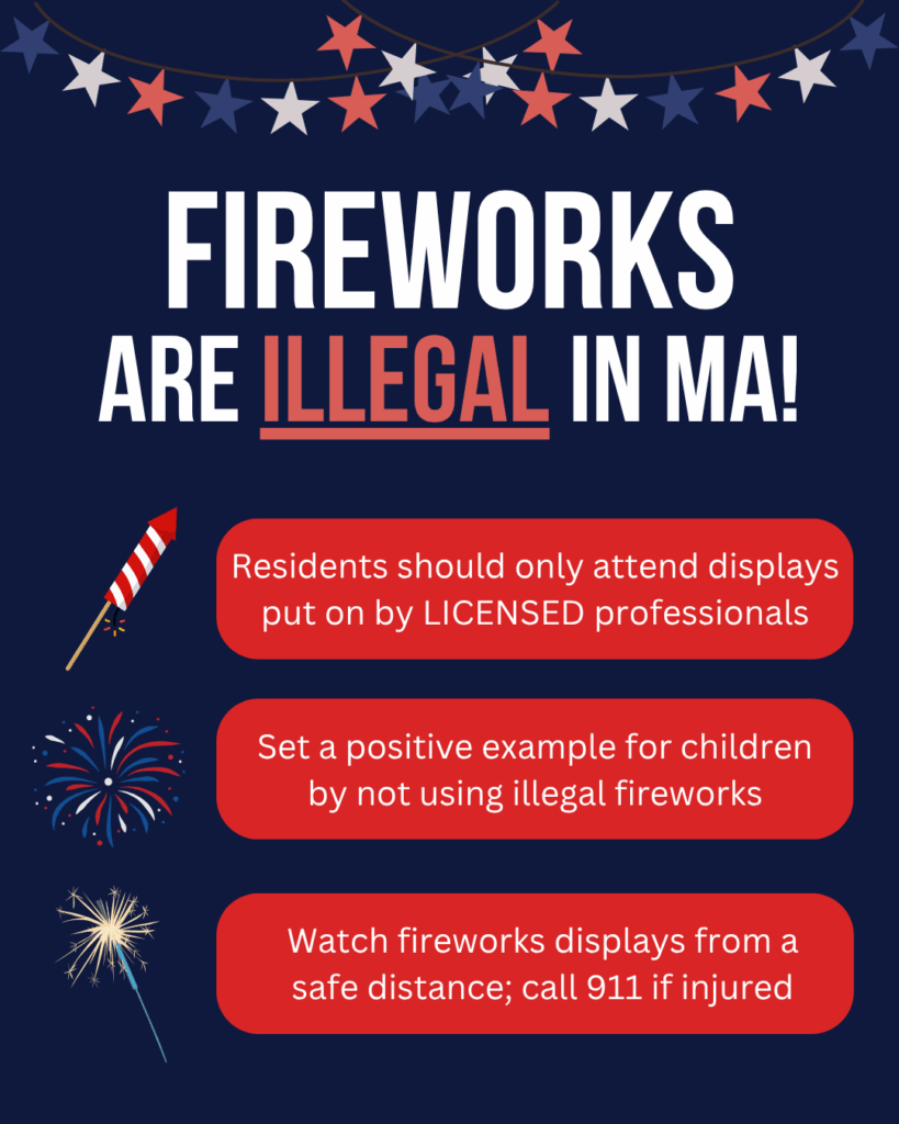 Stoughton Police Department Reminds Residents That Fireworks Are Illegal Statewide: As the Fourth of July holiday approaches quickly, we would like to remind residents that the recreational use of fireworks is illegal in Massachusetts. According to the… stoughtonpolice.com/2025/06/27/sto…