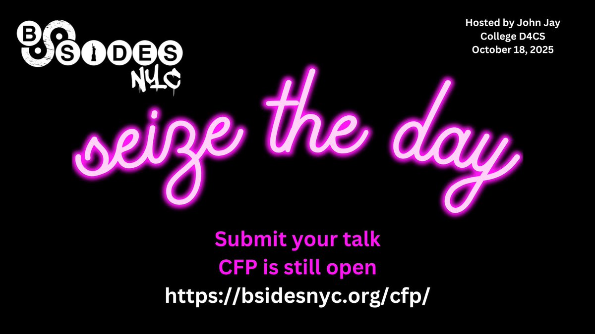BSidesNYC's tweet image. The @BSidesNYC call for papers is still open. Submit your topic today! bsidesnyc.org