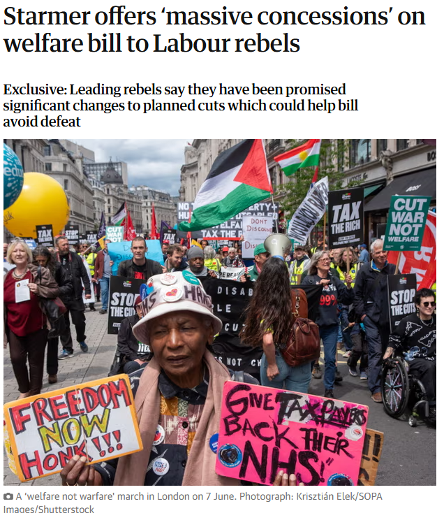 UniteEconomy's tweet photo. MPs must Vote No to any watered-down disability cuts.

"Concessions" would mean a two-tier benefit system,
where future disabled people will struggle to get the
support they need and deserve.

Let's keep the pressure on @uklabour.

Solidarity with @unite_community1 and all the groups
and charities that have worked tirelessly on averting
these cuts so far.