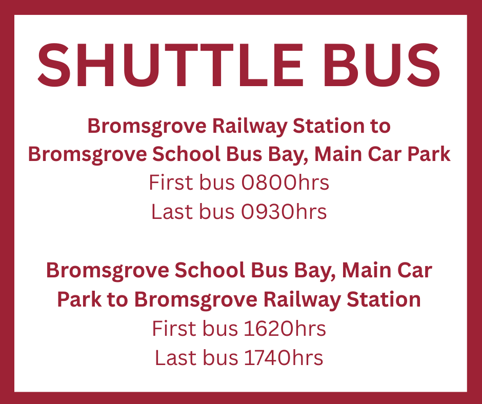 craigndave1's tweet photo. Bromsgrove School is kindly running a shuttle bus on Wednesday from the train station to the Festival of Computing โ & back again
Look out for a white minibus & guide with a sign (like in the image)
Timings also shown on the image attached.
#FestivalOfComputing25 #Craigndave https://t.co/OqBWJaVz6N