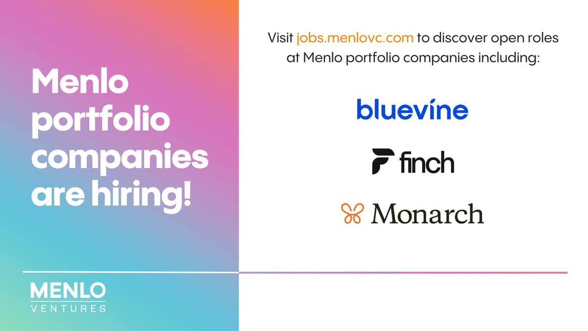 Y2Kandace's tweet image. ✨#NowHiring ✨
Looking to join an innovative startup? These startups are actively hiring: @bluevine is transforming SMB lending, @tryfinch is revolutionizing employment systems, and @monarch_money is reshaping personal finance. Go to mnlo.vc/Careers for more info.