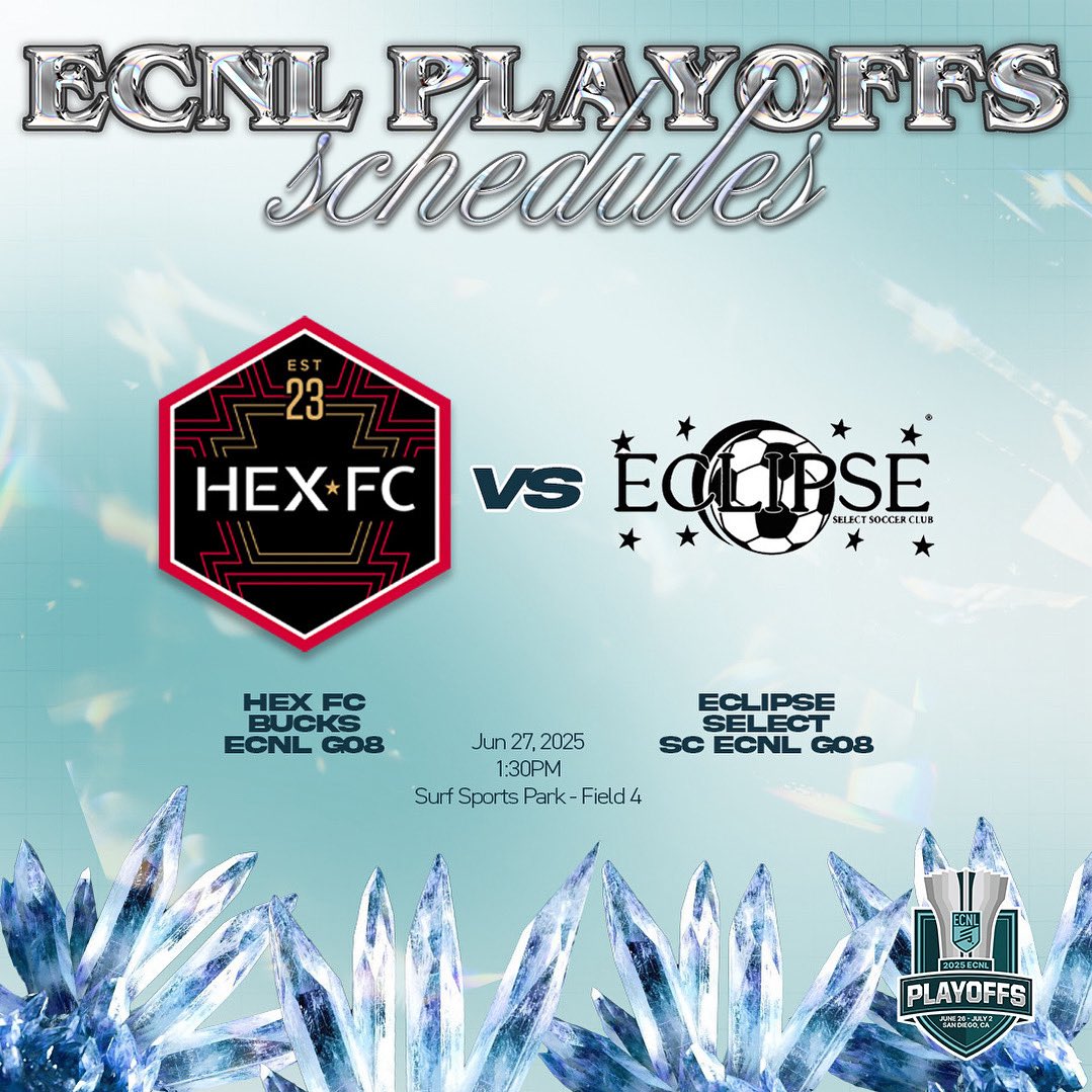 HEX FC (@hexfc23) on Twitter photo 𝙂𝘼𝙈𝙀𝘿𝘼𝙔 / HEX FC Bucks 2008 Girls battle <a href="/EclipseSelectSC/">Eclipse Select SC</a> this afternoon on Day 2 of @ecnlgirls Playoffs in San Diego⚔️
You got this ladies👊🔴⚫️ #HEXnation 𝙂𝘼𝙈𝙀𝘿𝘼𝙔 / HEX FC Bucks 2008 Girls battle <a href="/EclipseSelectSC/">Eclipse Select SC</a> this afternoon on Day 2 of @ecnlgirls Playoffs in San Diego⚔️
You got this ladies👊🔴⚫️ #HEXnation