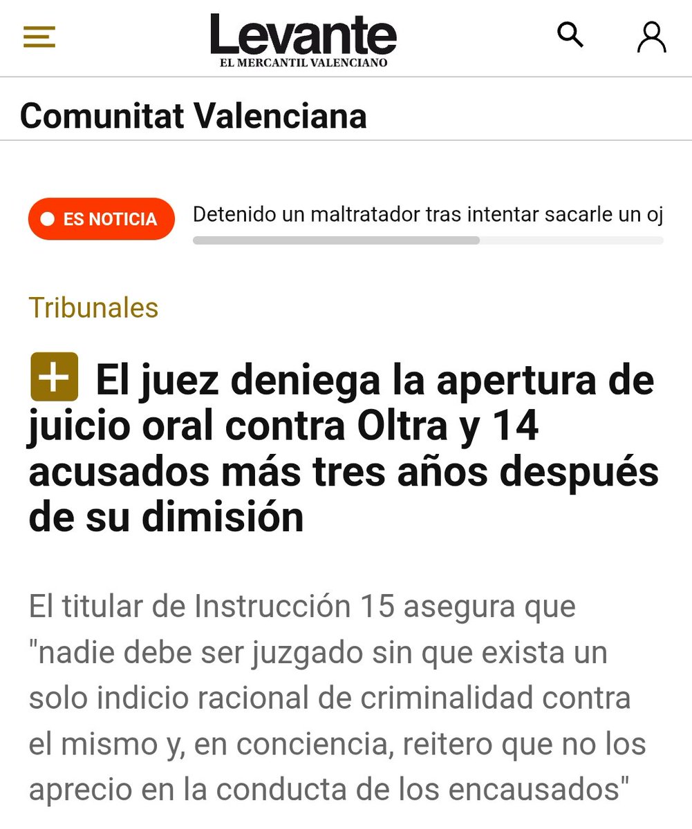 "Nadie debe ser juzgado sin que exista un solo indicio"

El jutge instructor del NO cas Oltra.

La veritat només té un camí.

Sempre amb tu <a href="/monicaoltra/">Mónica Oltra Jarque</a>, i amb el teu equip.