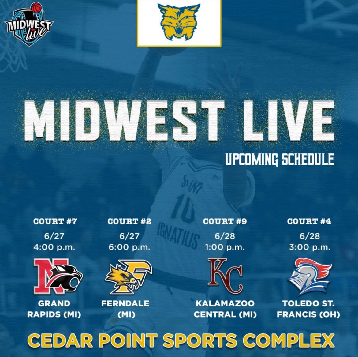 Here is my schedule for Midwest Live. <a href="/SIHSBasketball1/">Saint Ignatius Basketball</a>